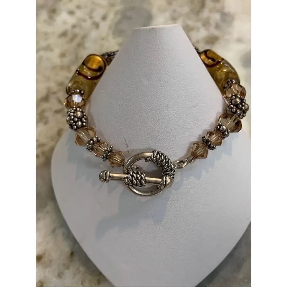 Austria Crystals and Murano Glass Sterling Silver Bracelet #handmade #Italy